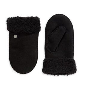 UGG Kid's Suede & Shearling Black Mittens Size 4-6 yr